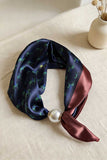 Paisley Print Satin Scarf with Pearl Ring