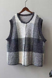 Plaid V-Neck Button-Front Sweater Vest