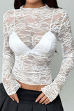 Floral Lace Long Sleeve Crop Top