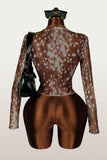 Sheer Polka Dot Ruched Long Sleeve Top