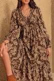 Floral V-Neck Lace Trim Dress