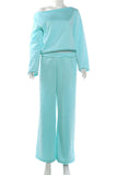 Off-Shoulder Long Sleeve Lounge Set