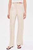 Satin Smocked Waist Wide-Leg Casual Pants