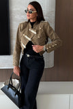Military Button Crop Jacket