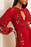 Floral Tie-Neck Puff Sleeve Dress