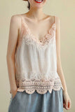 Scalloped Lace V-Neck Sleeveless Tank
