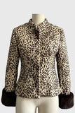 Spotted Faux Fur Cuff Long Sleeve Coat