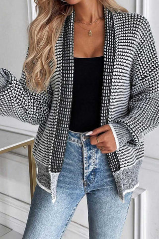 Open-Front Textured Knit Cardigan