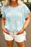Pointelle Knit Scalloped Trim Sweater