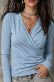 Long Sleeve V-Neck Wrap Front T-Shirt