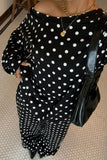 Polka Dot Off-Shoulder Long Sleeve Pants Set