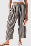 Elastic Waist Pocket Wide Leg Pants