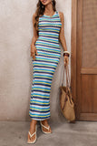 Striped Sleeveless Maxi Dress