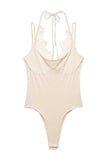 Lace Insert Tie-Back Sleeveless Bodysuit