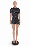 Polka-Dot Button-Front Short Set