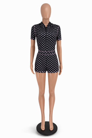 Polka-Dot Button-Front Short Set