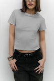 Short Sleeve Crew Neck Crop T-Shirt