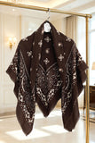 Paisley Print Fringed Open Poncho