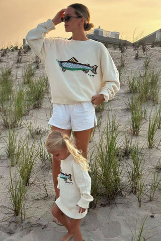 Graphic Intarsia Crew Neck Knit Sweater