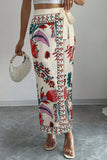 Tie-Waist Floral Print Maxi Skirt
