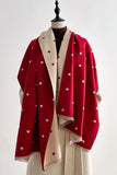 Reversible Heart Print Fringe Scarf
