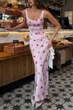 Floral Square Neck Skirt Set