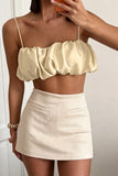 Ruffled Strap Crop Tank