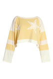 Star Graphic Crochet Panel Pullover