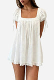 Square-Neck Ruffle Hem Blouse