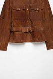 Belted Suede Utility Jacket
