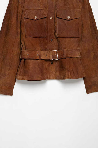 Belted Suede Utility Jacket