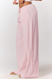 Striped Drawstring Wide-Leg Casual Pants