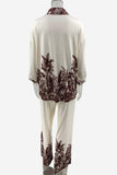 Tropical Print Button-Up Pants Set