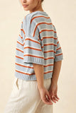 Striped Crew Neck Drop Shoulder Sweater