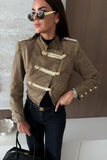 Military Button Crop Jacket