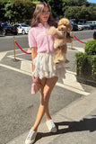 Mock Neck Short Sleeve Button Front Cardigan