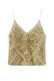 Sequin Geometric Beaded V-Neck Cami