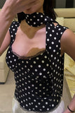 Polka Dot Tie-Neck Tank Top