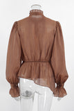 Ruffle Hem Button-Up Blouse