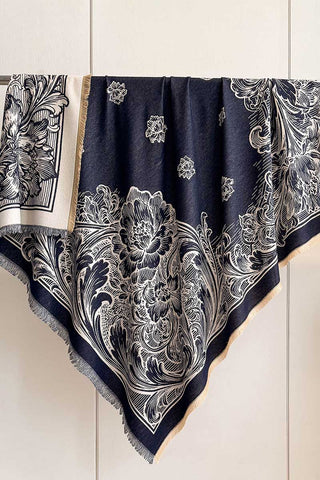 Paisley Print Fringed Square Scarf