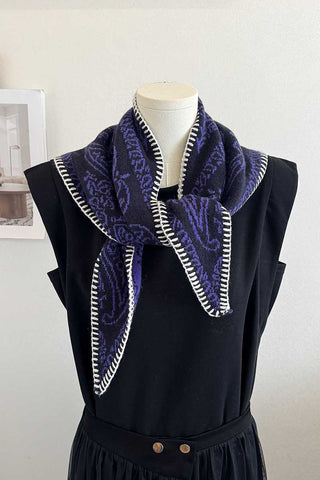 Paisley Print Knit Triangle Scarf