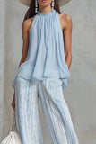 Halter Top and Wide-Leg Pants Set
