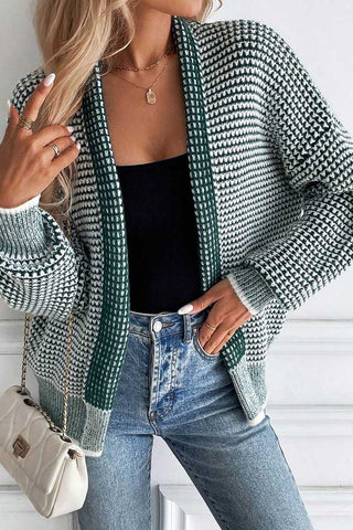 Open-Front Textured Knit Cardigan