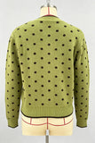 Polka Dot Knit Button-Front Cardigan