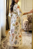 Ocean-Inspired Print Midi Dress