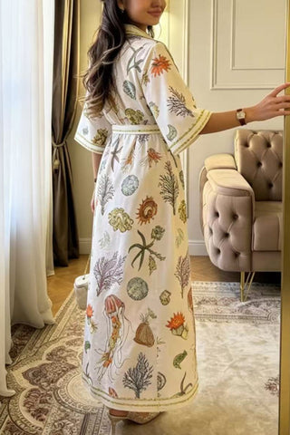 Ocean-Inspired Print Midi Dress