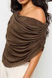 Ruched Off-Shoulder Draped Blouse
