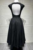 Boat Neck Cap Sleeve Fit and Flare Midi Dress