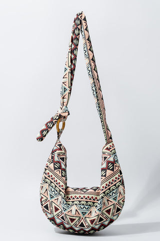 Patterned Knot Strap Hobo Bag