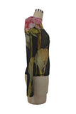 Floral Sheer Mesh Mock Neck Top